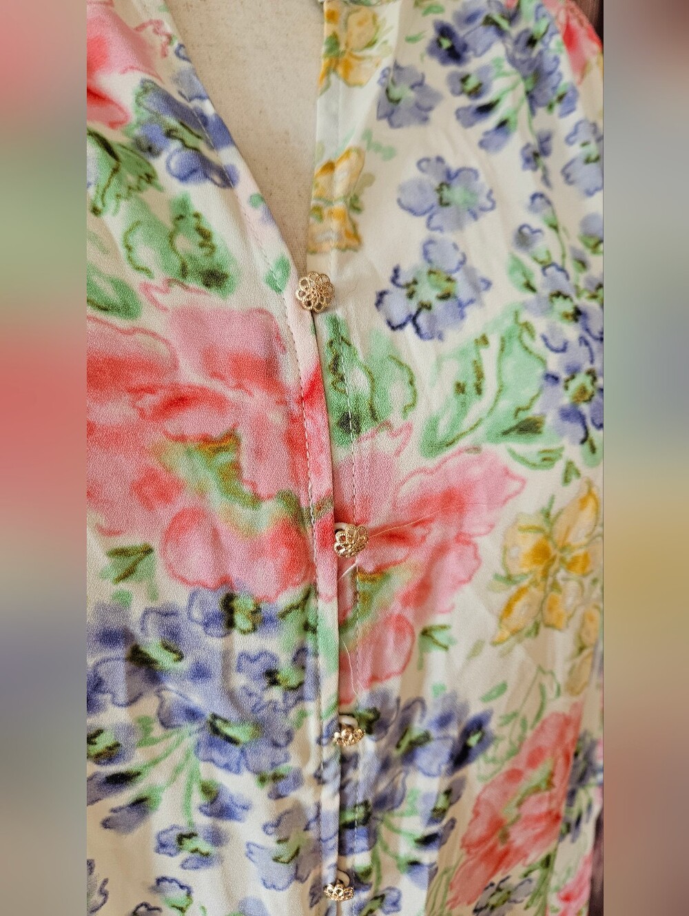 NWT Rose & Olive Georgette Button Front Floral Top Plus Size 1X - Picture 3 of 9